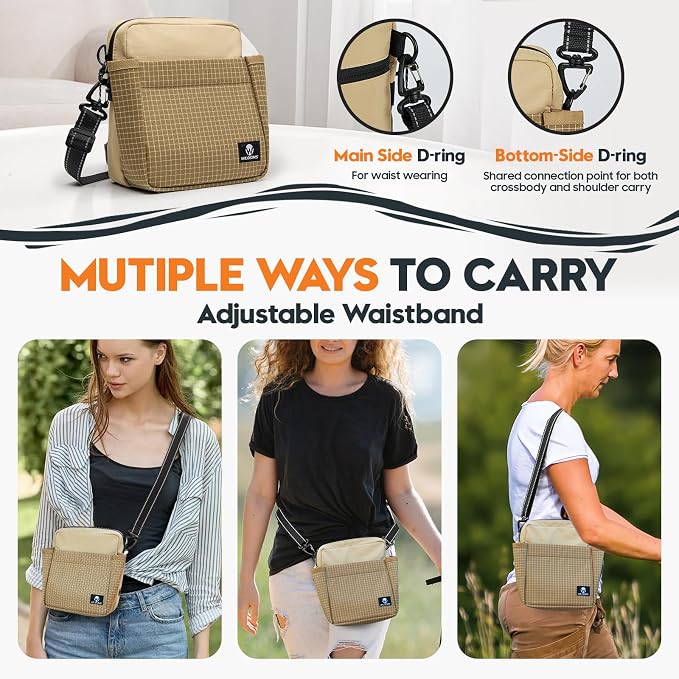 Dog Training Treat Pouch, Magnetic Fanny Pack for Walking, Crossbody Dog Walking Bag with Poop Bag Dispenser, Clicker & Collapsible Bowl - Khaki