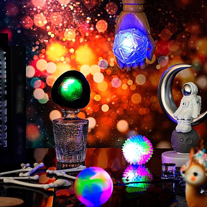 Sumind 4 Pieces Light up Squeaky Dog Balls LED Flashing Light up Ball for Aggressive Chewers Glow in the Dark Flashing Ball Pet Squeaky Toy Bounce Activated Toy for Medium Small Dogs Gift