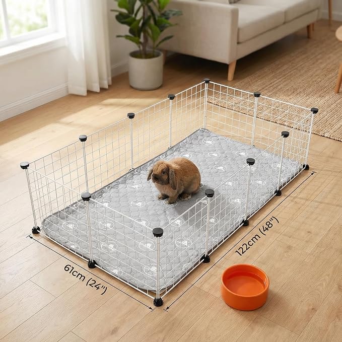 PJYucien Washable Pee Pads for Guinea Pig 2 Pack, 24" x 48" Non-Slip and Leak-Proof Pee Mat, Training Pads for Whelping, Crate, Bed (Grey)