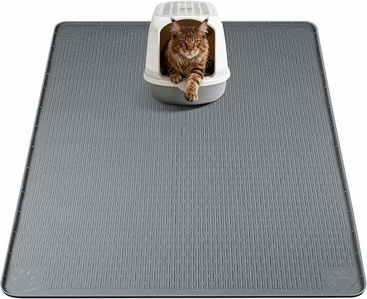 Cat Litter Mat, XL Extra Large 40" x 40" Silicone Mat Litter Trapping Mat for Scatter Control, Soft on Kitty Paws, Easy to Clean (Dark Grey)