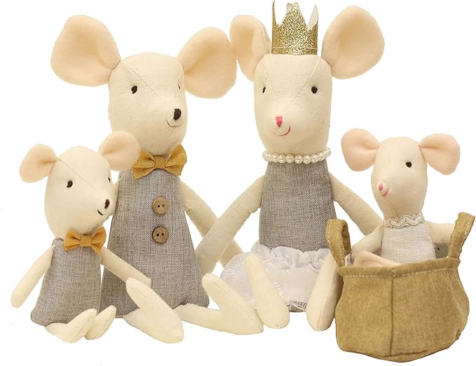 mousemic Mouse Family Dolls Stuffed Animal Toy Birthday Gift Mini Plush Toy Gray