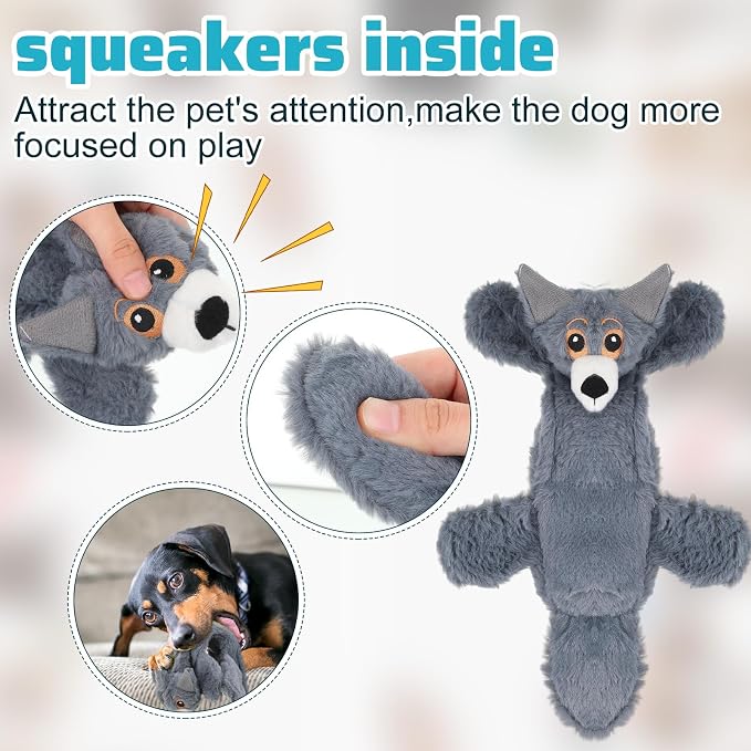 Sratte 10 Pcs Soft Dog Squeaky Toys No Stuffing Crinkle Dog Toy for Aggressive Chewers Durable Plush Teething Puppy Squeak Animals Chew for Small Medium Large Pets, 10 Styles (Classic Style)