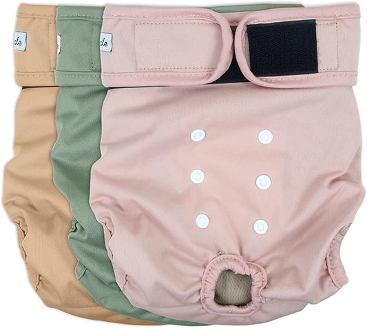 Washable Female Dog Diapers - Premium Reusable Diapers for Doggie in Heat - Highly Absorbent Dog Diapers Female for Pet Incontinence with Adjustable Snaps (Pink, L)