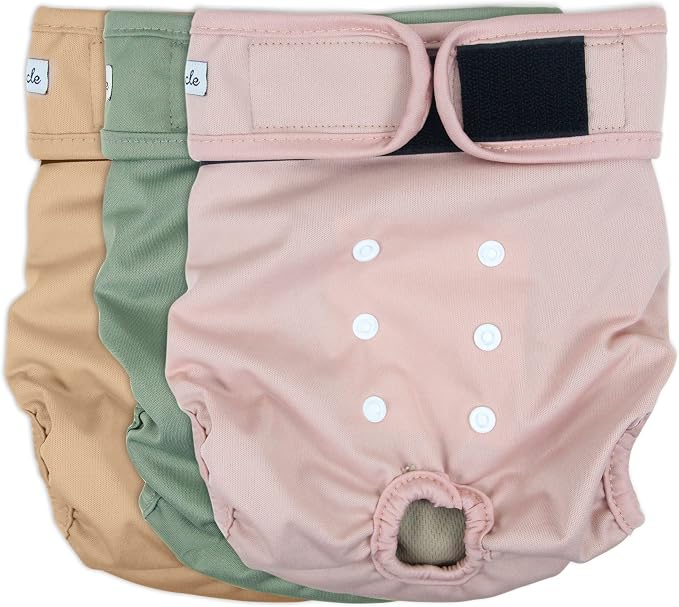 Washable Female Dog Diapers - Premium Reusable Diapers for Doggie in Heat - Highly Absorbent Dog Diapers Female for Pet Incontinence with Adjustable Snaps (Pink, S)
