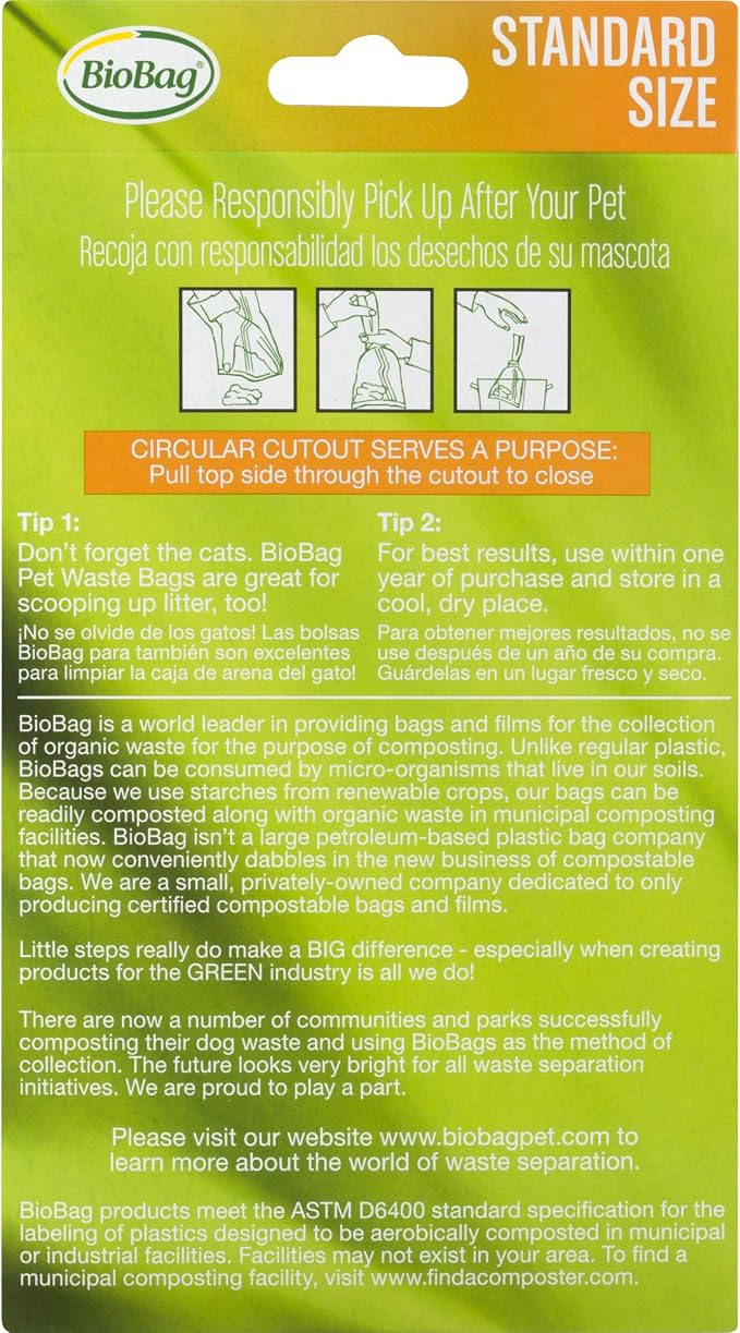 BioBag Compostable Pet Waste Bags, Standard Size, 50 Count (187105-4) (Pack of 4)