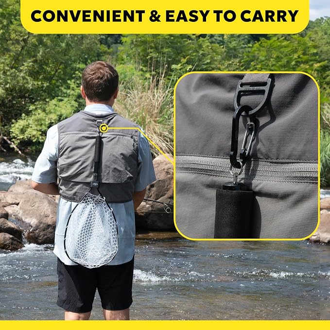 SF Fly Fishing Landing Net Soft Rubber Mesh Trout Net Catch and Release Net