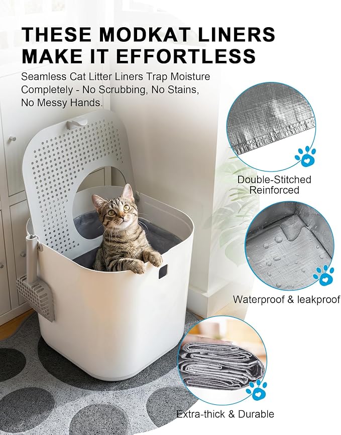 4 Pack Reusable Litter Liners A Compatible with Cat Litter Box liner Type-A, Modkat Liners with Heavy-Duty Carrying Handles