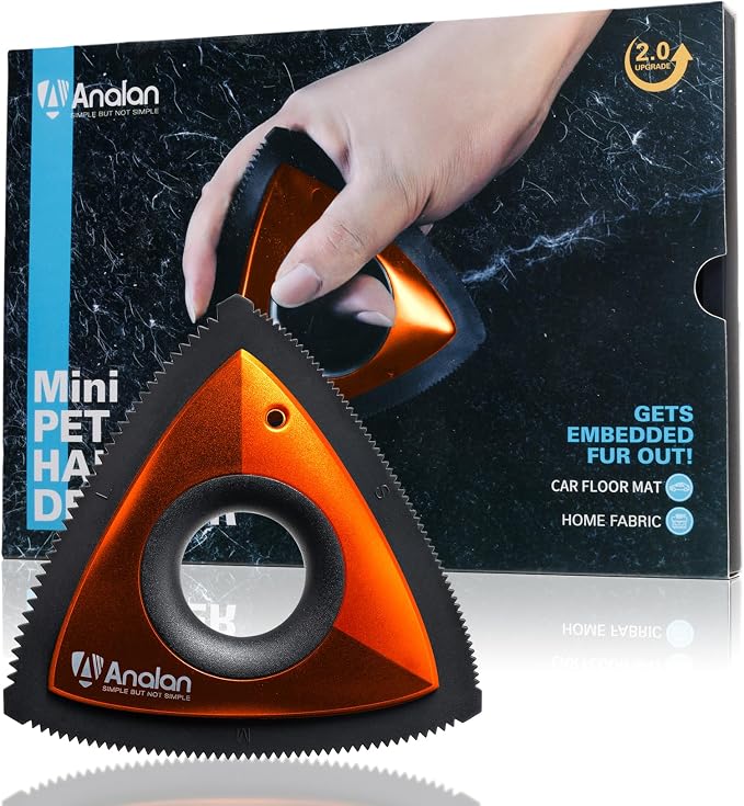 Analan Mini Pet Hair Remover for Car Detailing, Auto Interior, Furniture, Couch, and Carpet，Orange+Pink