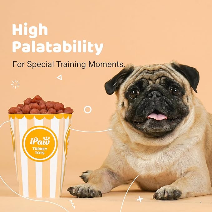 iPaw 2 Saver Combo Turkey Tots Dog Treats for Puppy Training, SQF Certified Human Grade Dog Treat, Hypoallergenic, Easy to Digest (Turkey Tots), 2 Packs