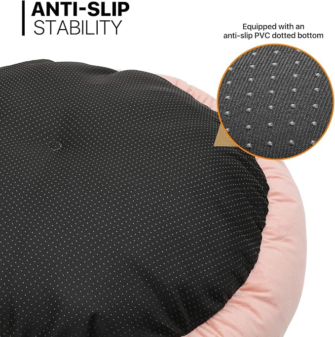 MoNiBloom 36"x36"x9" Dog Beds for Large Size Dogs Machine-Washable Short Plush Pet Beds Warming Cozy Soft Bed for Dogs and Cat, Pink