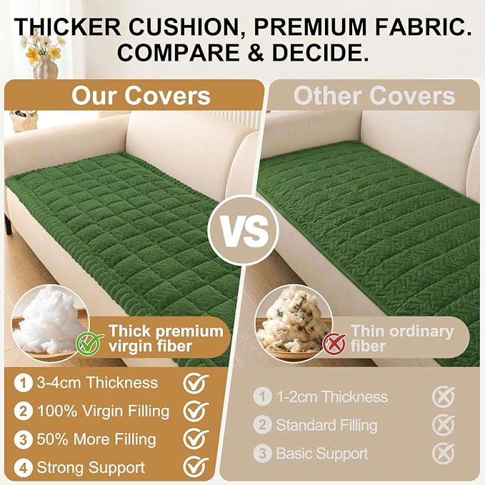 Smiry Couch Cover for Dogs, Non Slip Fuzzy Pet Sofa Covers Washable for Sectional Couch, Soft Thick Furniture Protector for Cats Dogs, Against Fur, Dirt, Scratch Resistant (Olive Green, 43"x63")