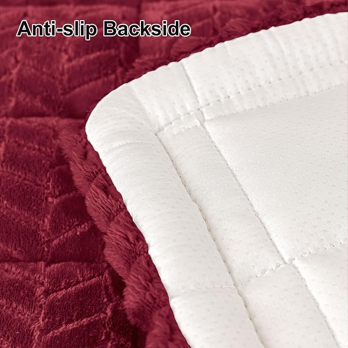 Smiry Couch Cover for Dogs, Non Slip Fuzzy Pet Sofa Covers Washable for 2-3 Cushion Couch, Soft Thick Furniture Protector for Cats Dogs, Against Fur, Dirt, Scratch Resistant (Red, 27.6"x59")