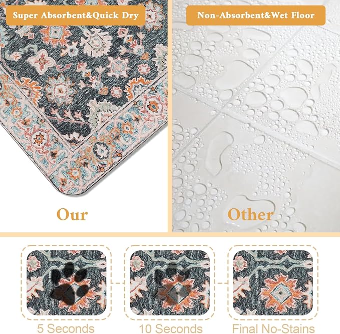Dog Food Mat for Floors Waterproof Quick Dry Pet Placemat Cat Feeding Bowls Mats for Food and Water, Eco-Friendly Dog Accessories Diatomite Pets Supplies 16" X 24"