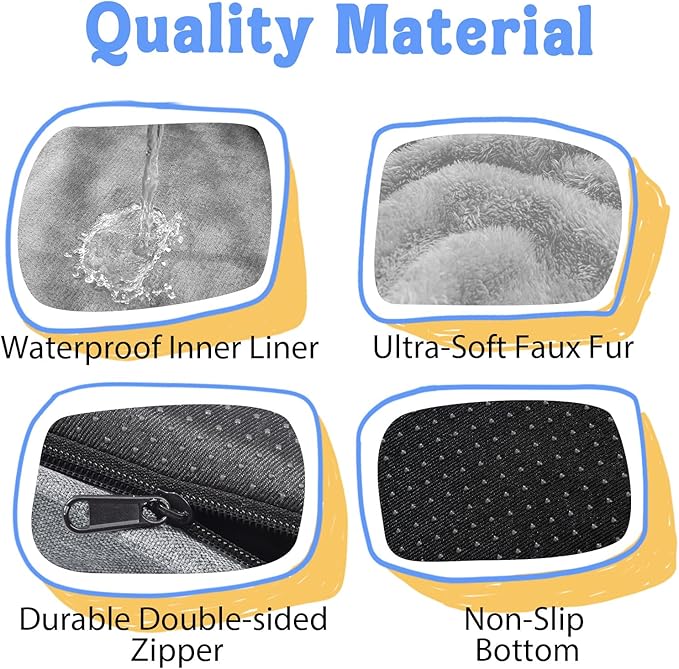 Chez Paw Large Orthopedic Dog Bed for Extra Large Dogs, Waterproof XL Egg-Crate Foam Dog Bed with Removable Washable Cover & Non-Slip Bottom, 4-Sided Bolster Support, Silver 42"x30"x7.5"