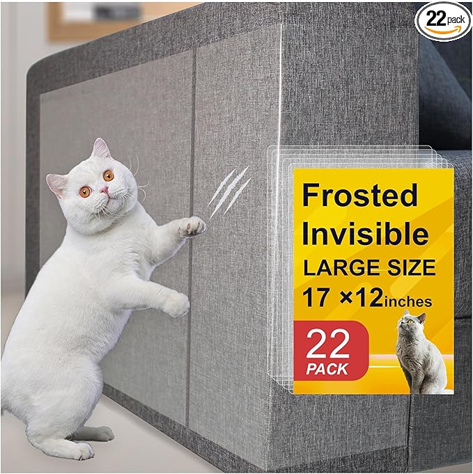 Anti-Cat Scratch Furniture Protector from Cats scratching-22-Pack Clear Sofa Guard Tape for Couches, Deterrent Pet Protection Film to Stop Cats Clawing Corners & Edges
