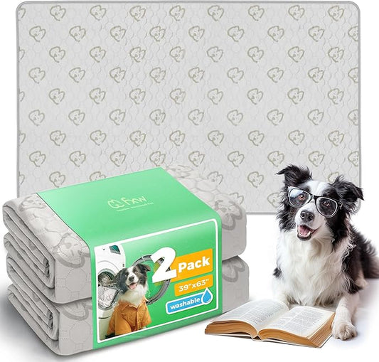 FXW Washable Pee Pads for Dogs, Puppy Pads with Super Absorbent, Specifically Designed for FXW Rollick/Homeplus 24inch 6 Panels Dog Playpen, 39" x 63" Rectangle, Khaki, 2 Packs
