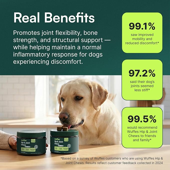 Wuffes Chewable Dog Hip & Joint Supplement - Glucosamine & Chondroitin Chews - Dog Joint Supplements & Vitamins - Extended Joint Care (Large Breed (Over 65 lbs), 90 Chews (Pack of 3))