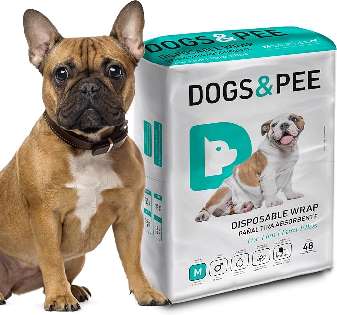 Dog´s Care – Disposable Hygienic Diaper for Male Dogs – Ultra-Absorbent, Comfortable – 6 to 8 Hours Protection – Size M – 21 to 30 inches.– 48 Units