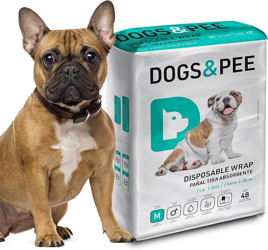 Dog´s Care – Disposable Hygienic Diaper for Male Dogs – Ultra-Absorbent, Comfortable – 6 to 8 Hours Protection – Size M – 21 to 30 inches.– 48 Units