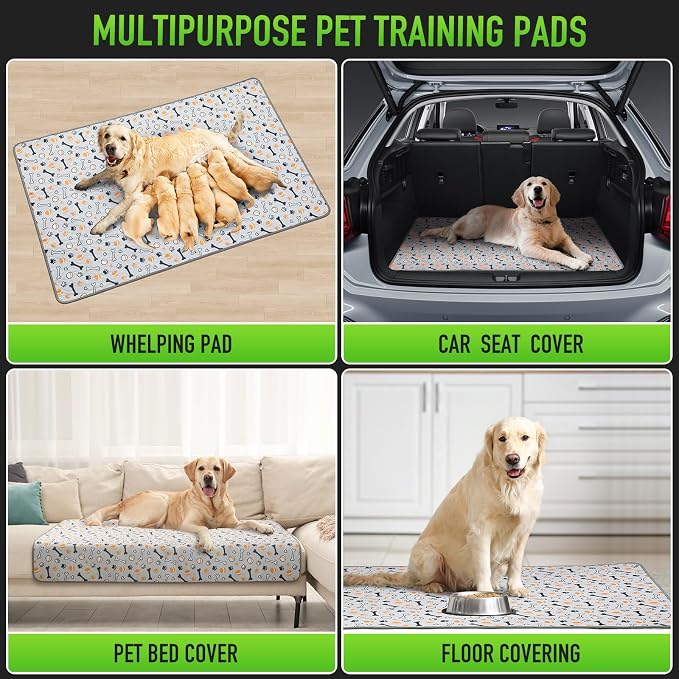 Hompet Washable Pee Pads for Dogs, 22"x14.5", 2-Pack Thick Heavy Absorbency Reusable Pee Pads Prevent Leakage Non-Slip, Pet Training Pads for Puppy Playpen, Crate, Potty, Floor, Bed, Sofa