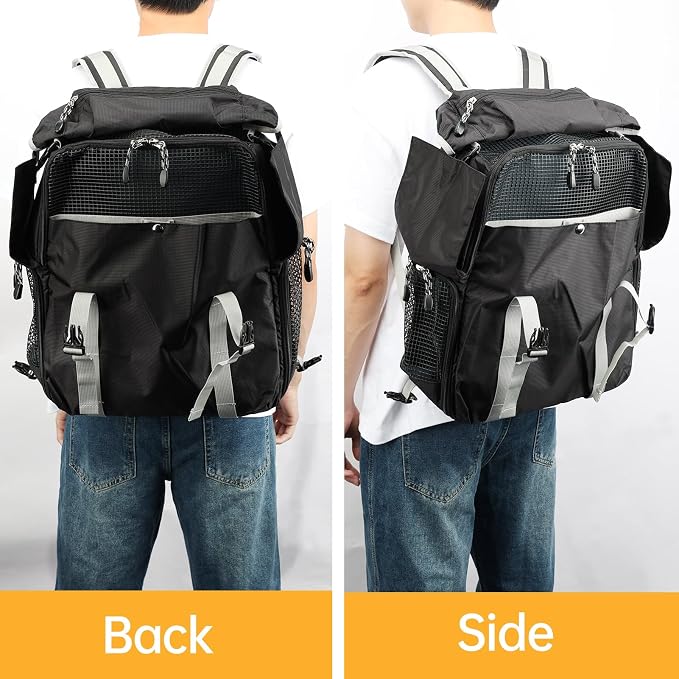 Cat Dog Backpack Carrier for Hiking Travel Portable Water-Repellent Pet Daypack for Dog Cat Below 7kg/15.5lbs -Black