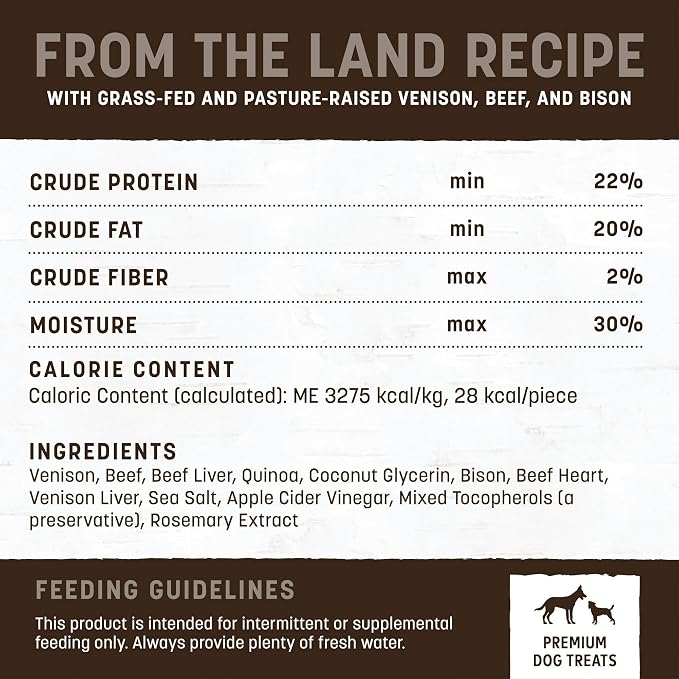 Earth Animal Wisdom Air-Dried Jerky from the Land Recipe | Dog Treats | Dog Snacks | Premium Natural Red Meat Jerky Strips | 4 oz | Made in the USA (Pack of 1)