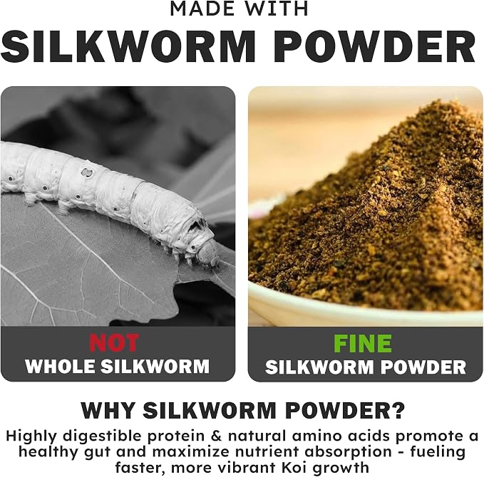 HARUTO Koi Food Growth Silk Worm 11lb - Body Growth & Protein Formula | Silkworm powder formula - high protein koi food supporting body development, healthy scales & clear water pond feeding.