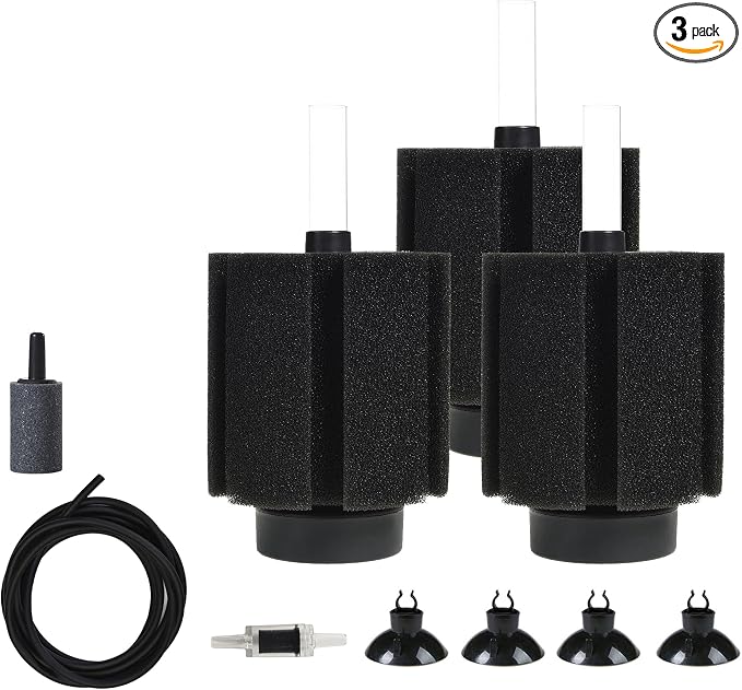 ALEGI Aquarium 75 Gallon Sponge Filter with Air Stone,75 Gallon Sponge Filter for Breeding Fry Betta Shrimp (3 pcs)