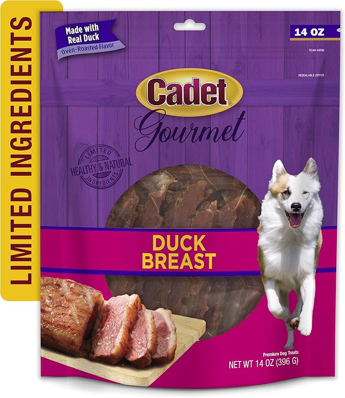 Cadet Gourmet Duck Jerky Dog Treats For Training - Healthy & Natural Dog Training Treats for Small & Large Breeds - Inspected & Tested in USA (14 oz.)