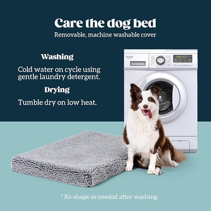 PELZIN Stoutwool 4" Indestructible Dog Bed - Orthopedic Chew Proof Dog Crate Pad - Fluffy Kennel Mat for Aggressive Chewers - Ideal for Large Breeds & Fits 36-Inch Crate - 35"x22", Charcoal