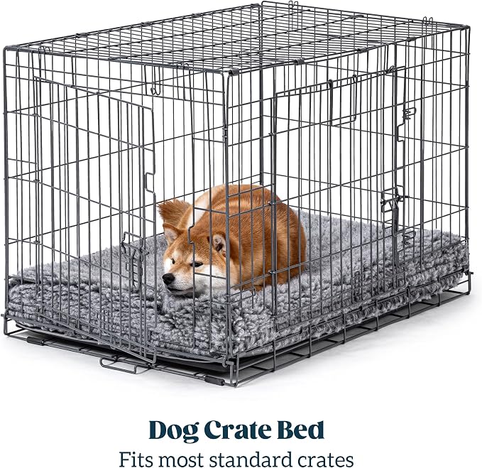 PELZIN Stoutwool 4" Indestructible Dog Bed - Orthopedic Chew Proof Dog Crate Pad - Fluffy Kennel Mat for Aggressive Chewers - Ideal for Large Breeds & Fits 36-Inch Crate - 35"x22", Charcoal