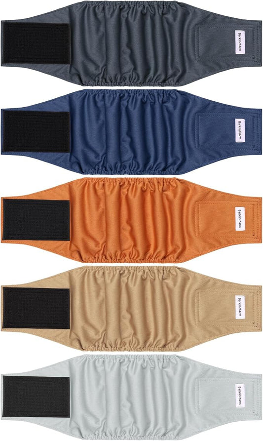 5 Pack Dog Diapers Male, High Absorbing Dog Wraps, Belly Bands for Male Dogs with Incontinence or Frequent Urination, Washable Doggie Diapers Brown L