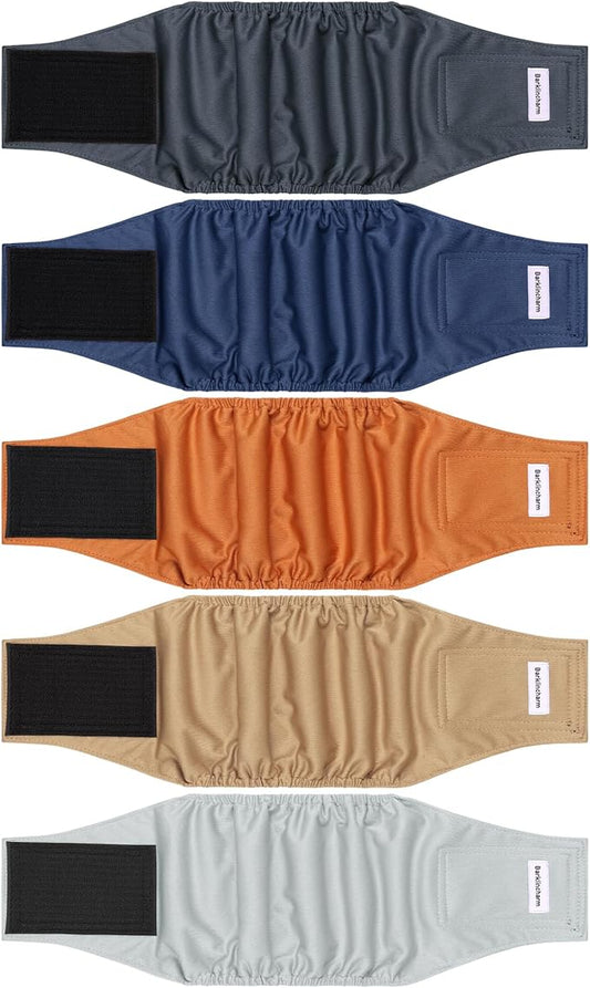 5 Pack Dog Diapers Male, High Absorbing Dog Wraps, Belly Bands for Male Dogs with Incontinence or Frequent Urination, Washable Doggie Diapers Brown XXL