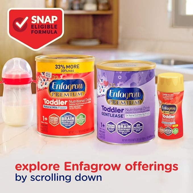 Enfagrow NeuroPro Toddler Nutritional Drink, Try Our Brain-Supporting Trio, Ready to Use, 8 fl Oz (24 Bottles)