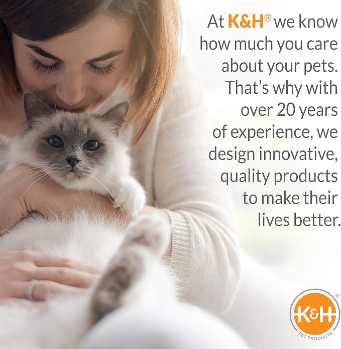 K&H Pet Products Thermo-Kitty Cuddle Up Heated Cat Beds for Indoor Cats & Dogs, Orthopedic Base Warming Pet Bed, Low Sides, Machine Washable, Removable Heated, Safety Listed - 16in Round Mocha/Tan