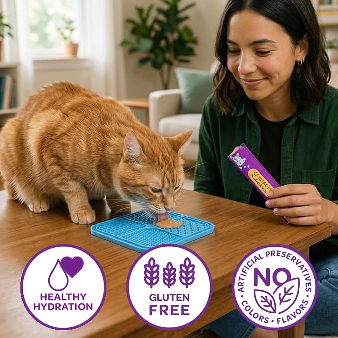 Catstages Purrfect Squeeze Lickable Wet Cat Treats, Creamy Purée Treat & Topper, Made with Real Chicken, Clean Ingredients, No Artificial Preservatives, 0.5 oz Tubes, 20-Count, 4-Flavor Variety Pack