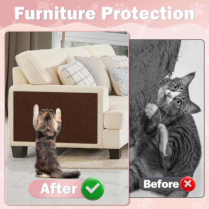 ENONCI Anit Cat Scratch Couch Furniture Protector,78.7x15.8 Cat Wall Corner Scratcher Pads Mat,DIY Cats Scratching Carpet Post Board Replacement