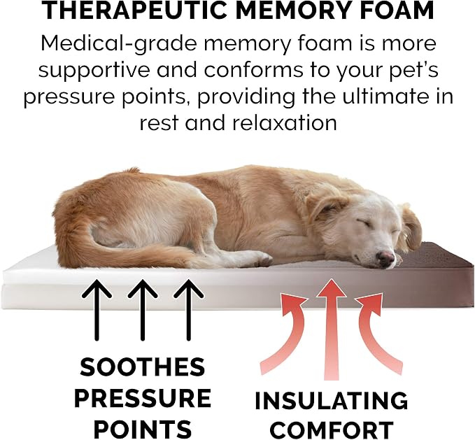 Furhaven Memory Foam Dog Bed for Large Dogs w/ Removable Washable Cover, For Dogs Up to 95 lbs - Terry & Suede Mattress - Espresso, Jumbo/XL