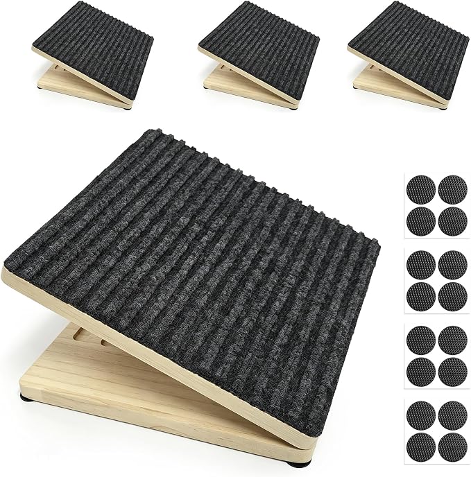 Dog Ramp for Stairs 4 Pack,Adjustable Height Wooden Pet Stair Wedges for Dogs & Cats,Foldable Indoor Step Ramp with High-Traction Carpet Surface for Large Senior Short-Legged Pets,Couch Bed