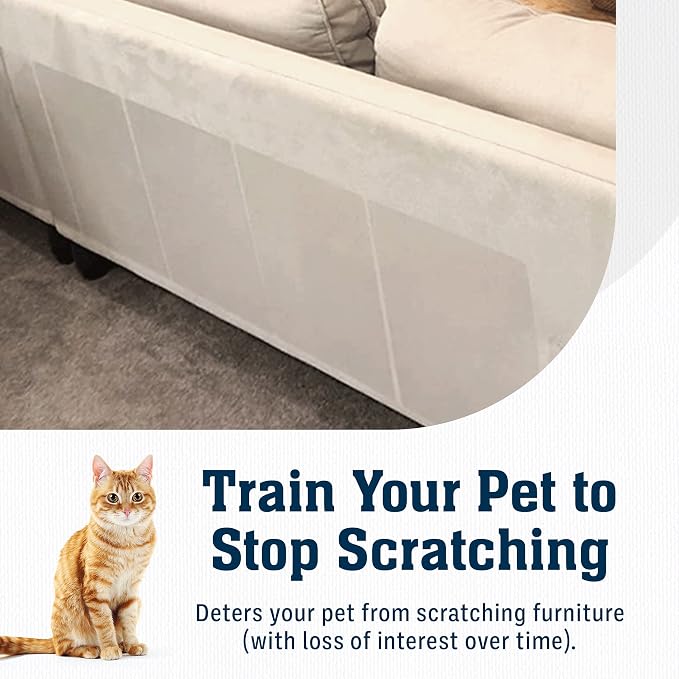 12 Pack XL Anti Cat Scratch Furniture Protector - Couch Protector from Cat Claws w/Twist Pins, Clear, Easy-to-Apply Scratching Deterrent and Shield for Sofa (Not for Leather, Velvet, Microfiber)