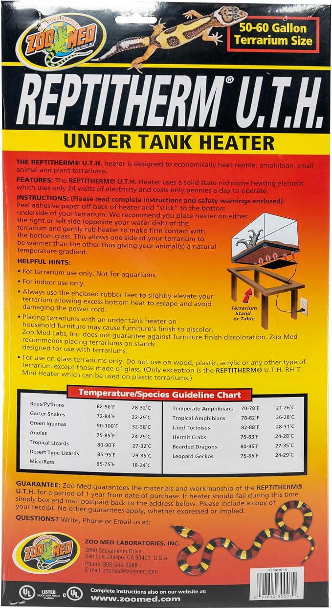 ZOO MED LABORATORIES INC Reptitherm Under Tank Heater 8X18 INCH/24W