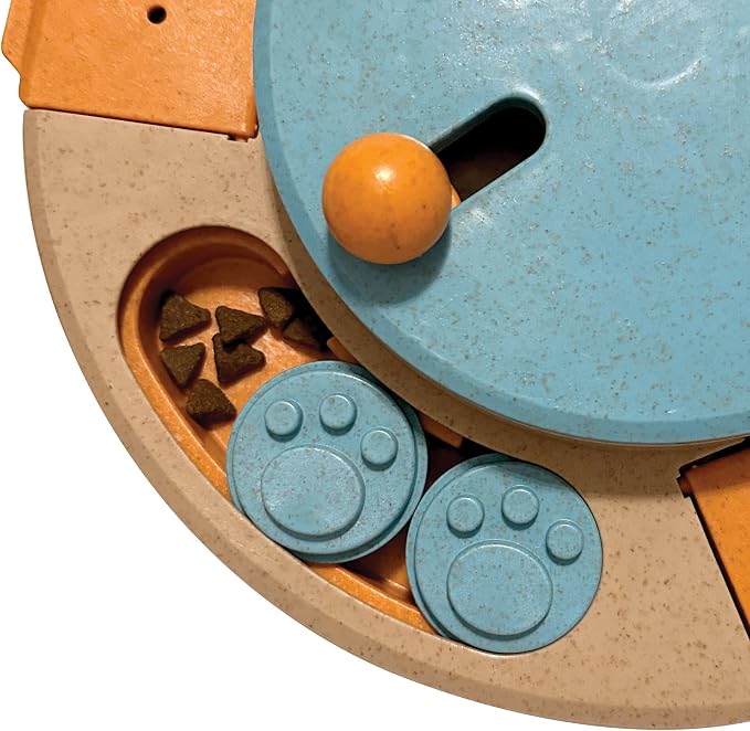 FOUFIT foufouBRAND Round Hide 'n Seek Multi-Play Turntable Puzzle Pet Toy, 10.7-inch Length, Pet Accessories