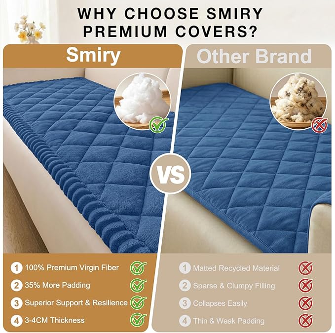 Smiry Couch Cover for Dogs, Non Slip Washable Pet Sofa Protector for Large Dogs, Cats, Fuzzy Plush Sofa Covers for 3 Cushion Couch, Against Fur, Dirt & Scratch Resistant, Navy, 27.6"×70.9"
