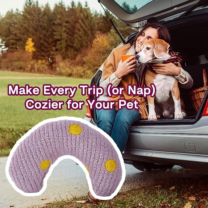 Calming Pillow for Small Medium Cats and Dogs Soft Fluffy Pet Pillow Anxiety Relief with Cute Embroidery Pattern