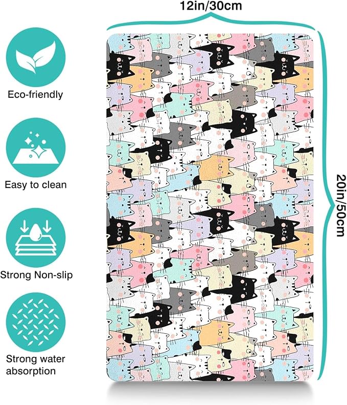 Pet Feeding Mat for Floors Cat Food Mat Waterproof Dog Food Mat and Water Absorbent Quick Dry Non Slip Mat for Cat Bowls