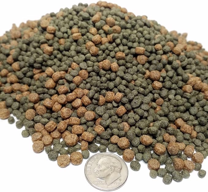 3-Type Mix of 4mm - 3/16" Intense GRO, Intense Color Enhancing & 3mm - 1/8" 40% Spirulina Floating Pellets for oi & Pond Fish KGM-400-12-lbs