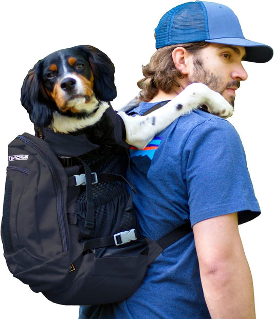 K9 Sport Sack Plus 2 - Small, Jet Black - Ideal for Dogs 13-16” Long - Adjustable, Backpack-Style Carrier with Multi-Functional Storage Pack, Thick Shoulder Straps & Padded Back Panel