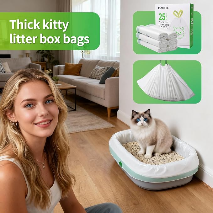 36 PACK Litter Box Liners Large (37" x 18") - Thick Leak-Proof Drawstring Bags for Easy Clean Up, Jumbo Cat Litter Pan Liners Kit (36)