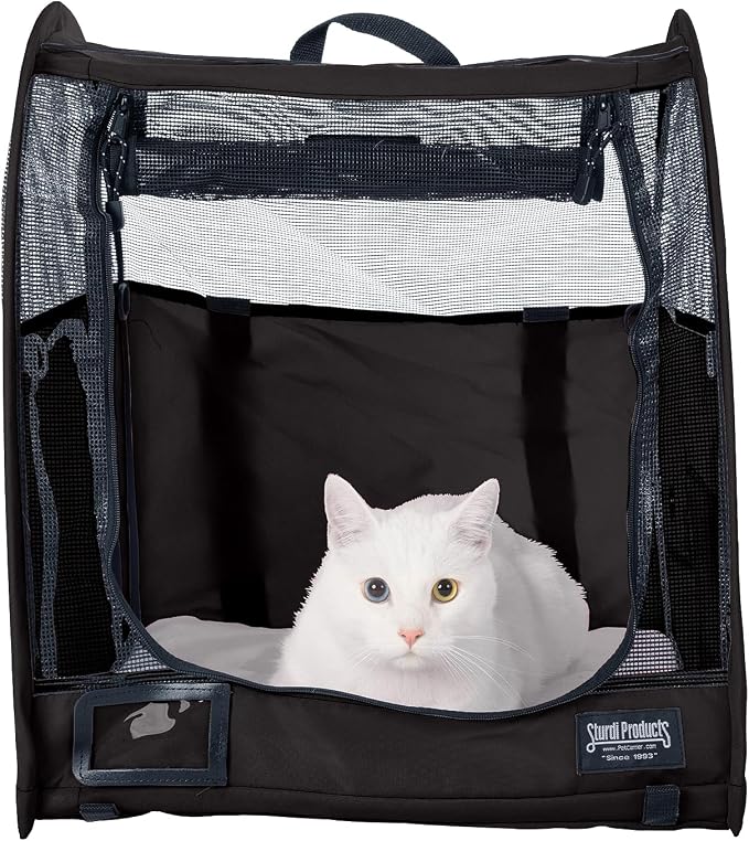 STURDI Small Pop-Up Kennel Cargo Portable Pet Bag | Collapsible Travel Pet Crate for Cats & Dogs | Single, Black