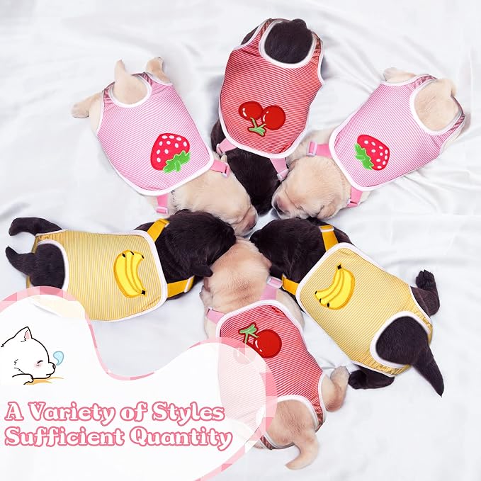 Nuanchu 3 Pcs Female Dog Diaper Sanitary Panties with Adjustable Suspender, Washable Reusable Doggie Diapers for Small Medium Large Dog in Heat Period Menstrual Pet Cats Ducks(Fruit Pattern,L)